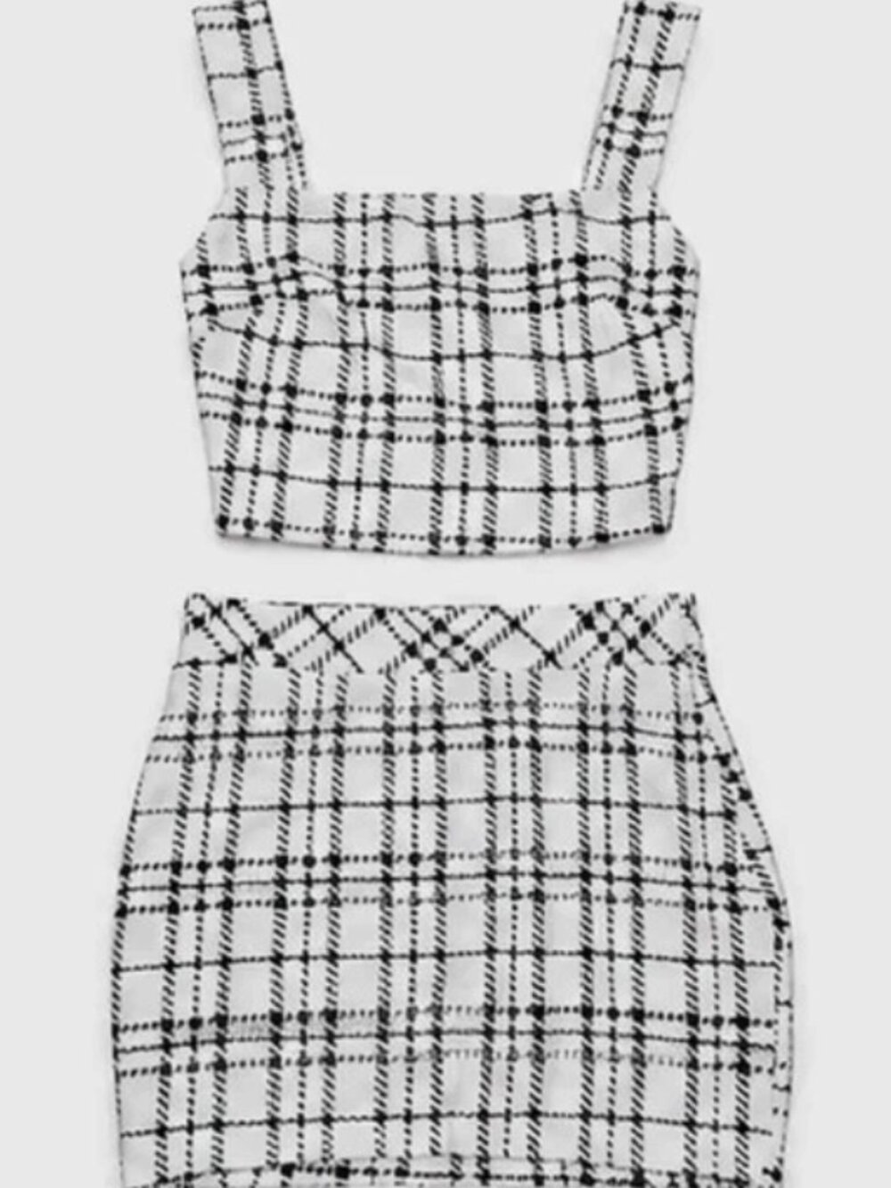 [NWT] Fashion Nova White/Black Plaid Business Set (Tanktop/Skirt) (Women)
